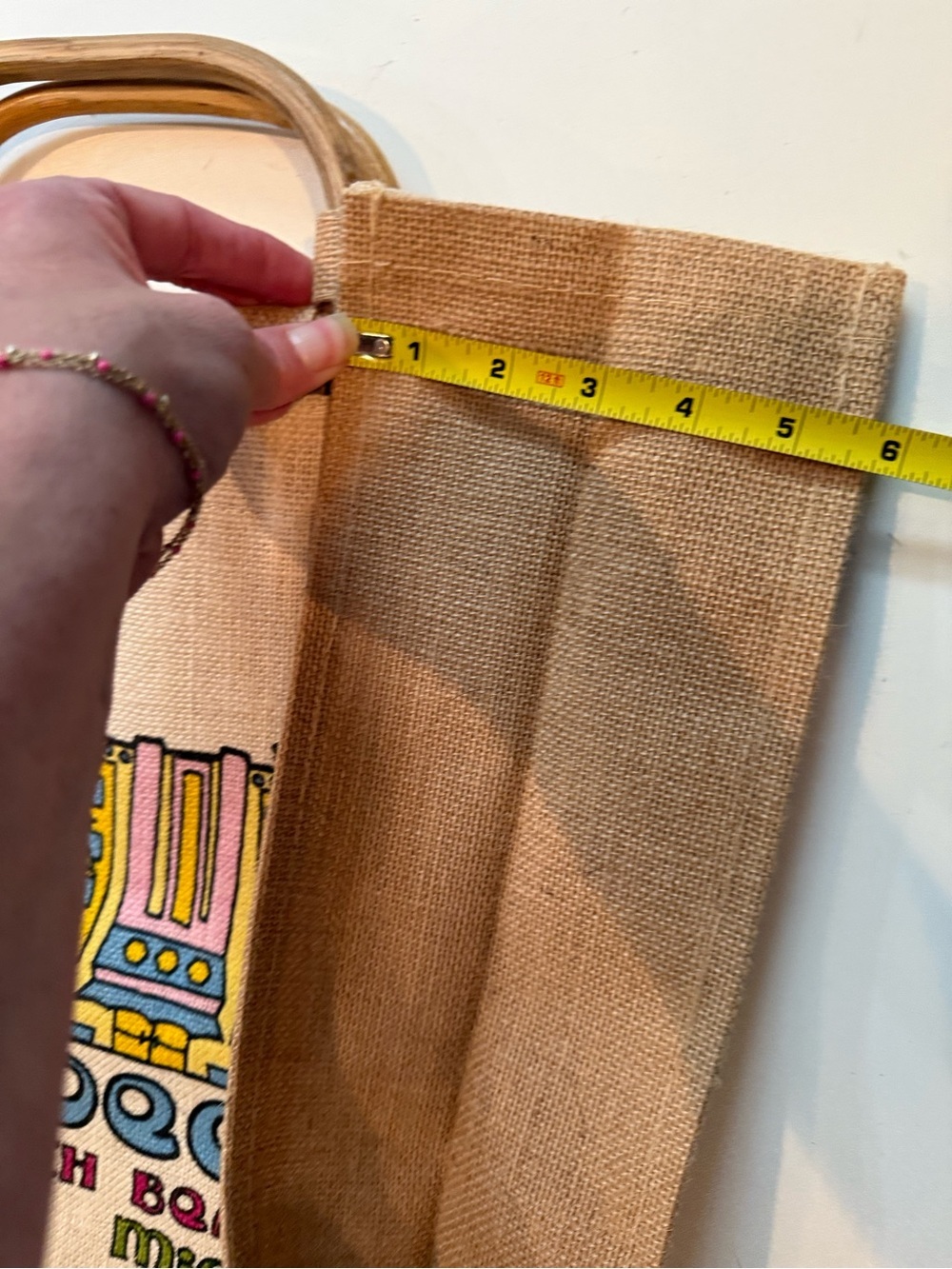 Art Deco South Beach Miami Canvas Tote - Beige with Colorful Print NWOT - Picture 4 of 5
